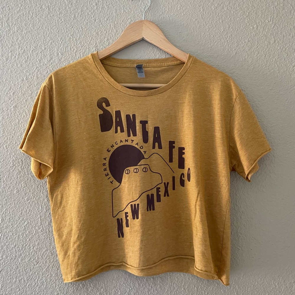 Vintage Santa Fe Graphic Cutoff Tee Size L Western Desert Boho Crop Tee